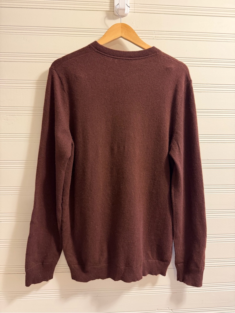 Theory Maroon Brown 100% Cashmere Crewneck Sweater Men’s XL Luxury Knit Soft